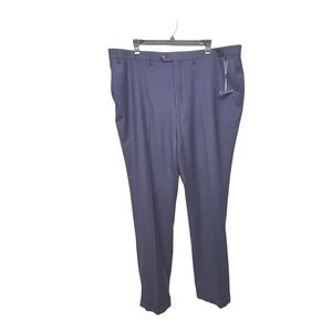 Ralph Lauren Eddie Blue Plaid Wool Dress Pants Big & Tall 48W Long Comfort Flex